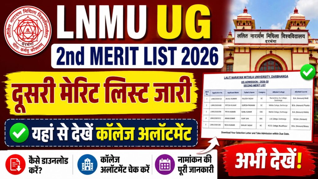 LNMU UG Second Merit List 2026-30 Released: