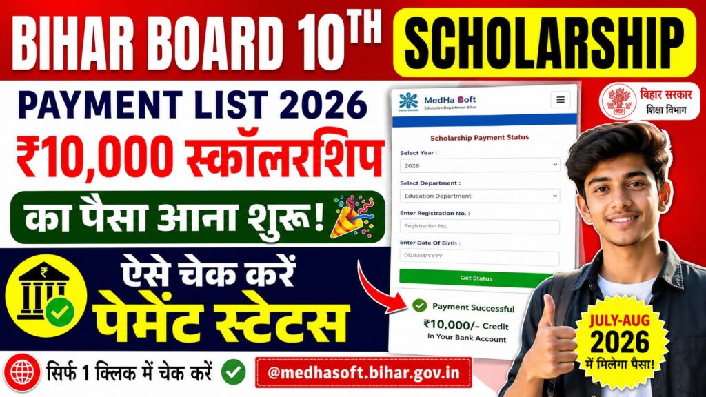 Bihar Board 10th Scholarship Payment List 2026: