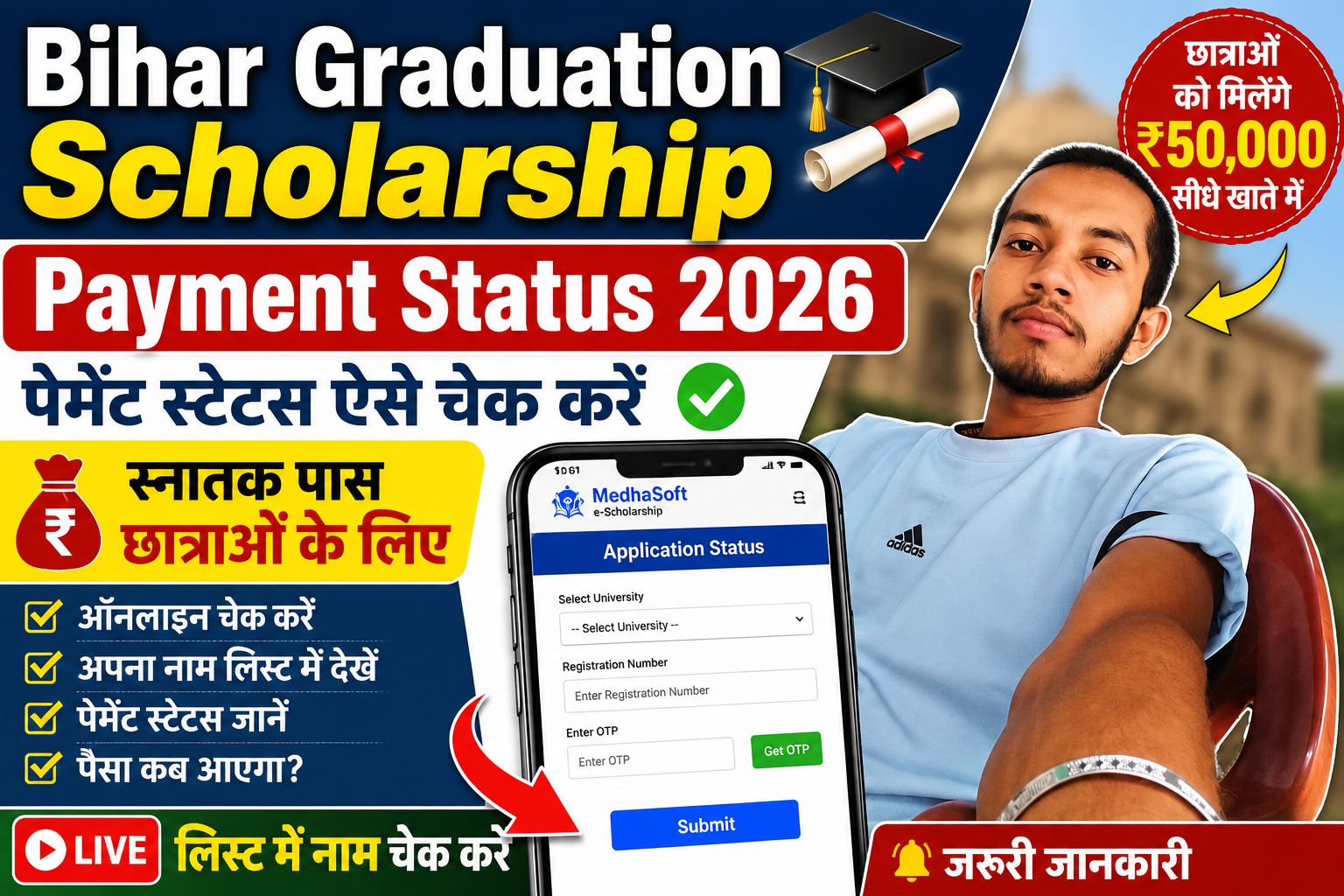 Bihar Graduation Scholarship Payment Status 2026