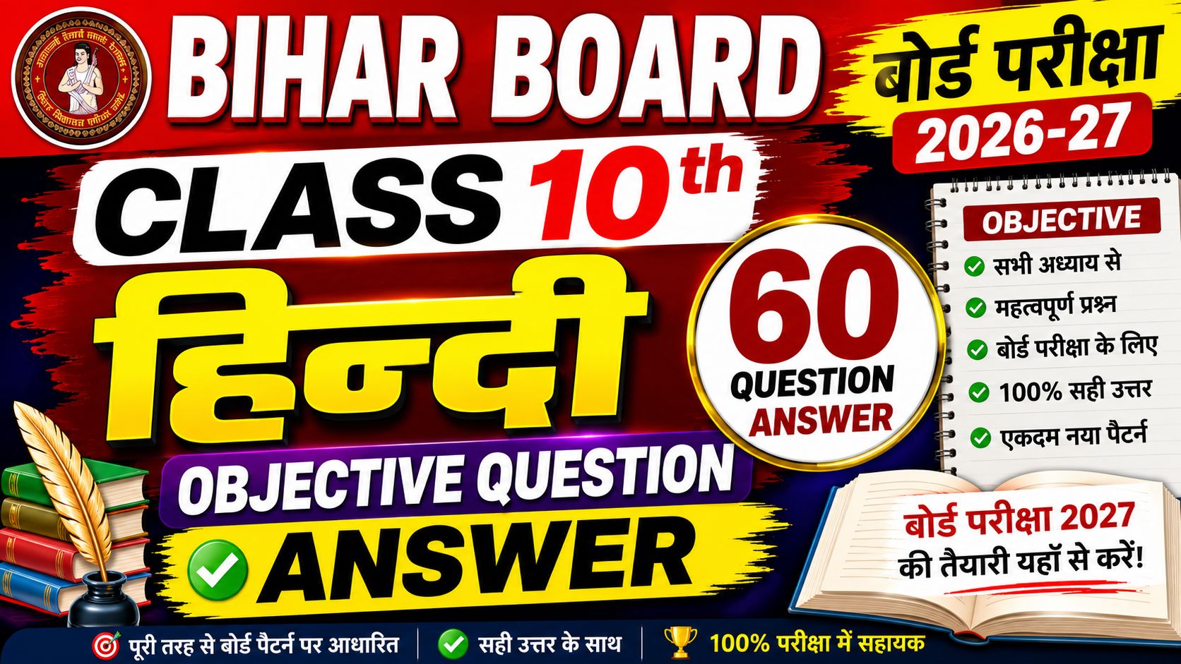 Bihar Board Class 10th Hindi Objective Question Answer: