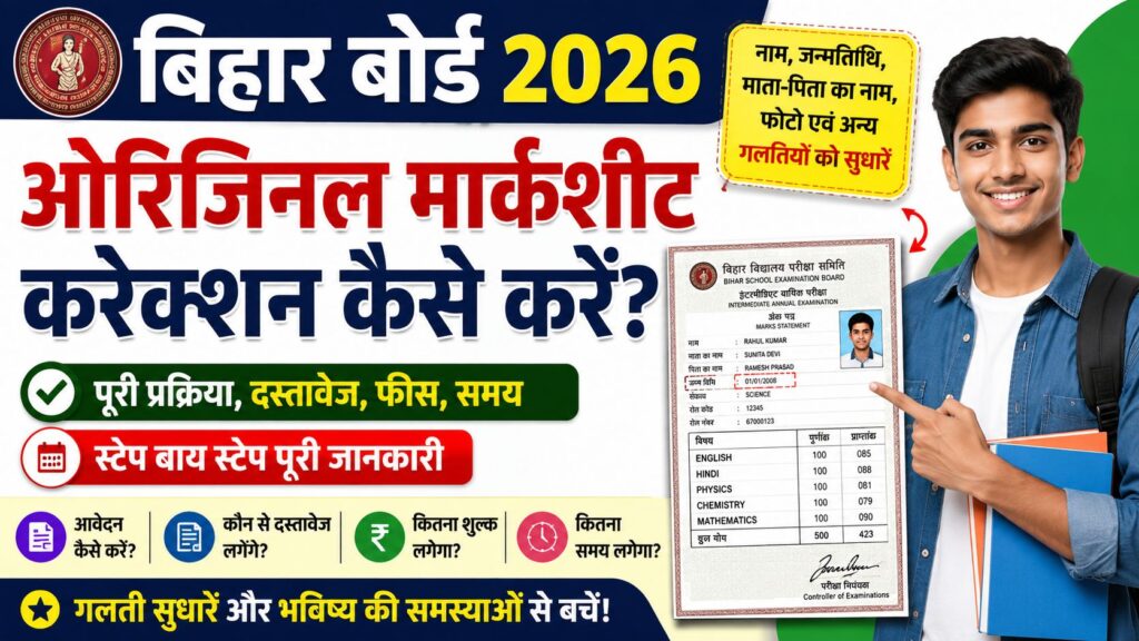 Bihar Board Original Marksheet Correction 2026:
