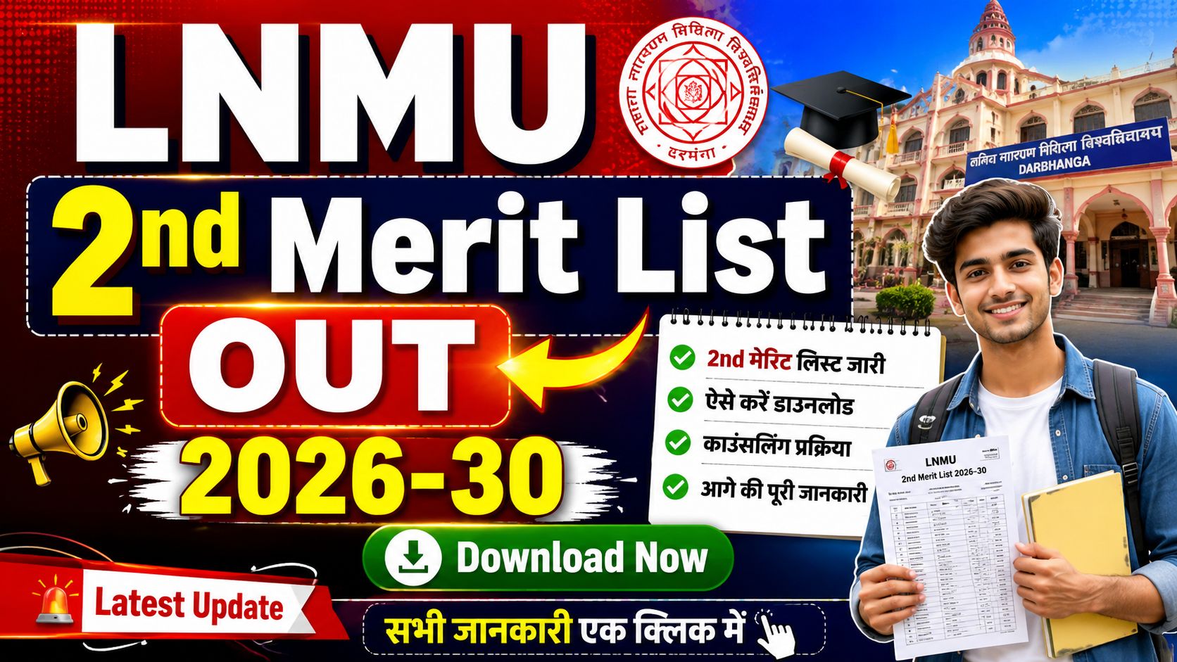 LNMU UG 2nd Merit List 2026 Download:
