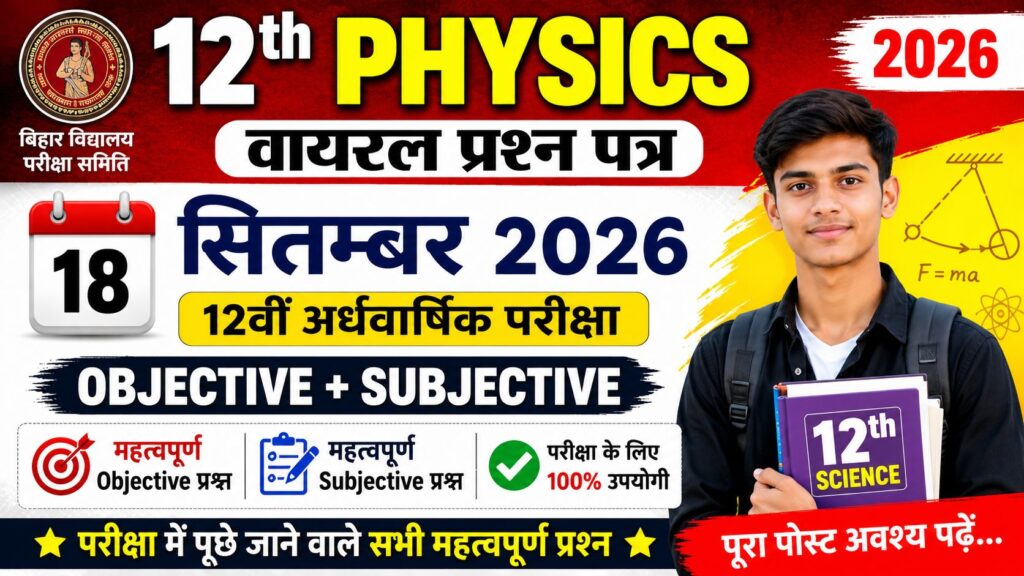 12th Physics Viral Question Paper 18 September 2026:
