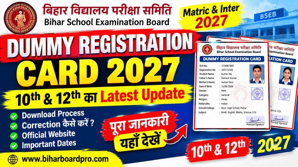 Bihar Board Dummy Registration Card 2027: